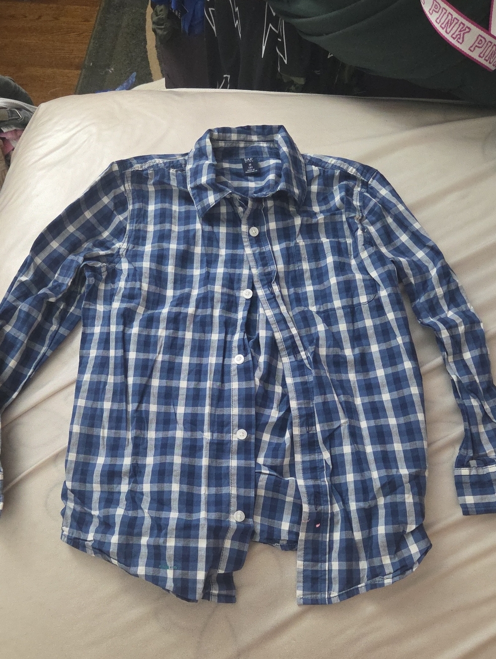 2 for $12 Gap Kids Blue Plaid Long-Sleeve Button down - Size 8